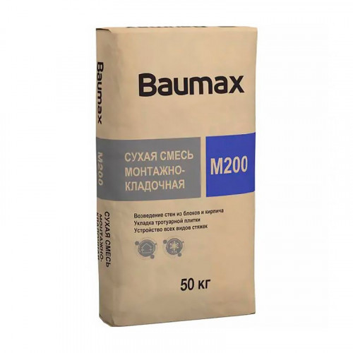 Смесь сухая монтажно-кладочная Baumax М-200, 50 кг