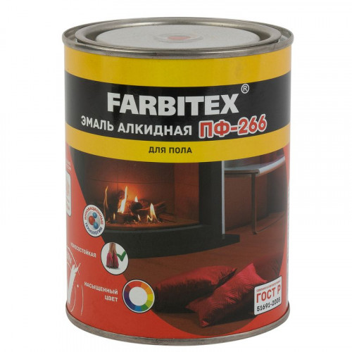 Эмаль ПФ-266 для пола FARBITEX желто-коричневый 0,8 кг