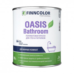 Краска для влажных помещений Finncolor Oasis белая полуматовая база А 0,9 л