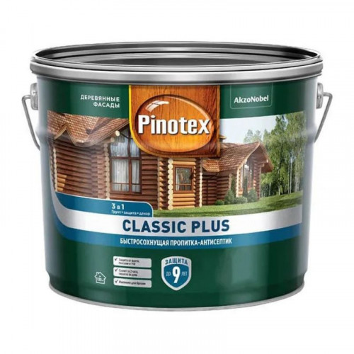 Декоративно-защитное средство для дерева Pinotex Classic Plus 3в1 сосна 9 л