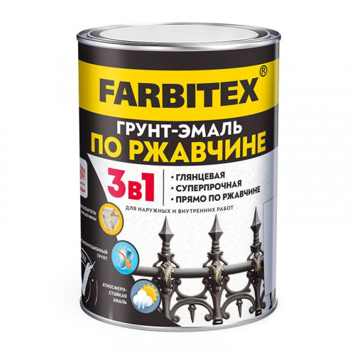 Грунт-эмаль по ржавчине 3 в 1 Farbitex белая 0,8 кг