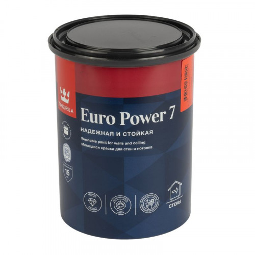 Краска для стен и потолков Tikkurila Euro Power 7 бесцветная база С 0,9 л