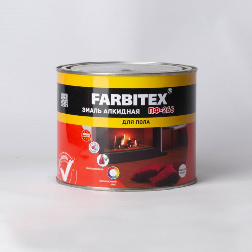 Эмаль для пола ПФ-266 FARBITEX красно-коричневый 1,8 кг