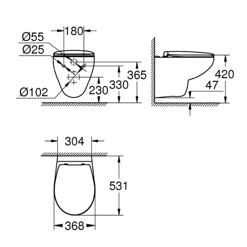 Grohe. Унитаз подвесной Bau Ceramic, сиденье с микролифтом, 39351000