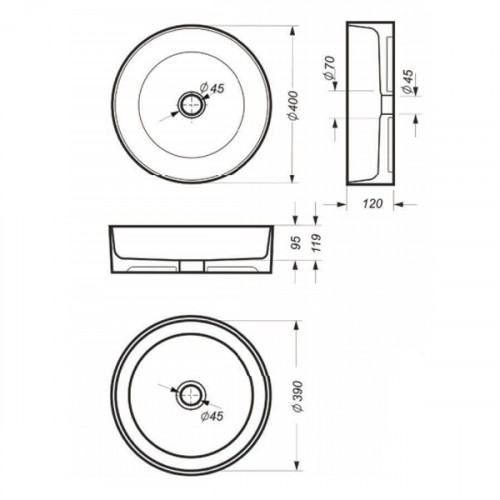 Умывальник накладной Sanita Luxe Best Slim BST40SLWB01S