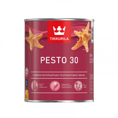 Эмаль алкидная универсальная Tikkurila Pesto 30 полуматовая база A 0,9 л