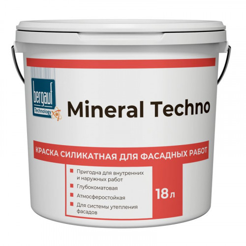 Краска фасадная Bergauf Mineral Techno U белая база A 18 л