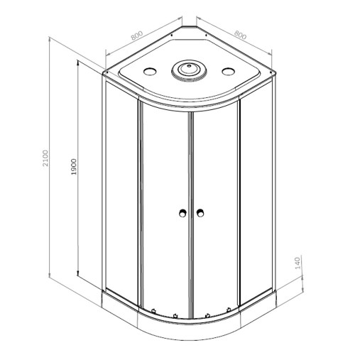 Душевая кабина Comforty СF5881E-A 800*800*2100 серое стекло, задняя черная стеклянная панель, низкий поддон