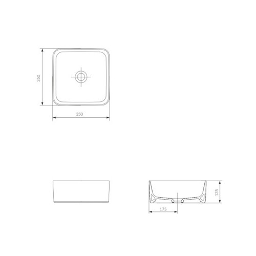 Раковина квадратная накладная Cersanit Crea 35 на столешницу SQUARE UM-CRE35/1-oc-S