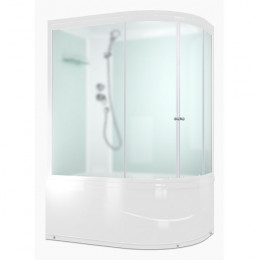 Душевая кабина Domani-Spa Delight Slim 128 L high 1200*800*2180 без электрики, высокий поддон, белая стеклянная задняя панель, сатин матированное стекло