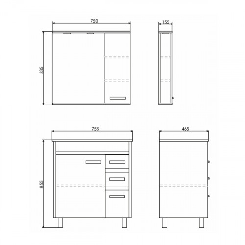 Comforty. Зеркало-шкаф Марио-75 сосна лоредо