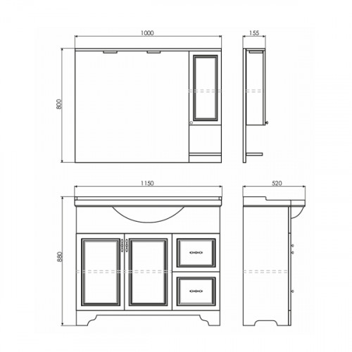 Comforty. Зеркало-шкаф "Севилья-100" слоновая кость