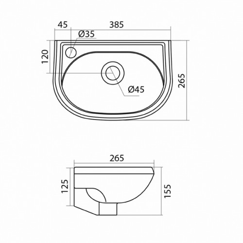 Santek. Умывальник "Бриз-40 (Л)" 1WH110442 с одним отверстием, без постамента