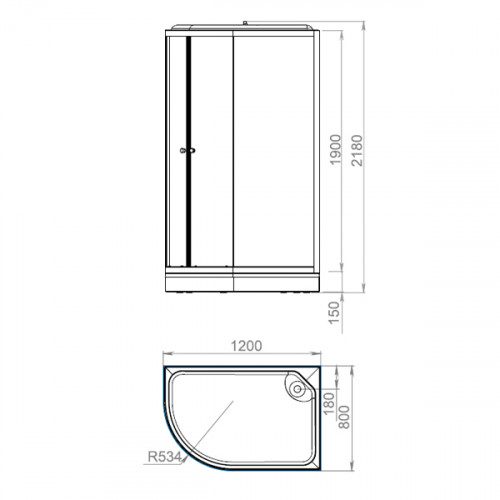 Душевая кабина Domani-Spa Delight 128 Slim R 1200*800*2180 низкий поддон, сатин матированное стекло, задняя белая стеклянная панель, без электрики