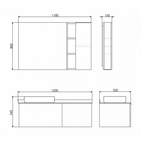 Comforty. Зеркало-шкаф "Милан-120" белый глянец