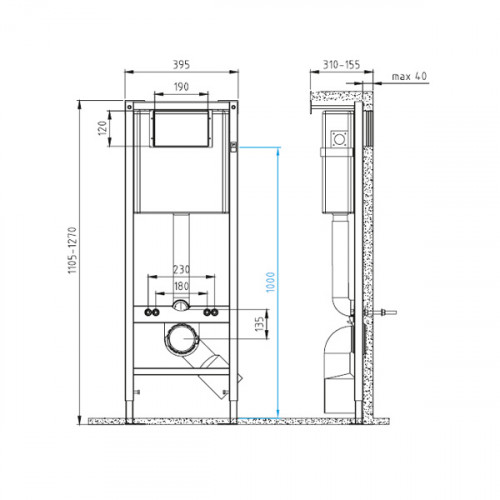 Готовый комплект Cersanit 64119. Унитаз Carina XL CO DPL EO slim, инсталляция Vector, кнопка CORNER пластик белый