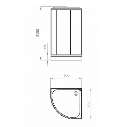 Душевая кабина Comforty 304WG, стекло крезет, задняя белая стеклянная панель, 900*900*2150