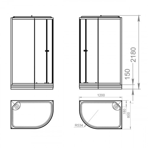 Душевая кабина Domani-Spa Delight128 Slim L 1200*800*2180, низкий поддон, сатин матированное стекло, задняя белая стеклянная панель, без электрики